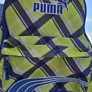 Puma Lime Green and Blue Plaid Men's Backpack